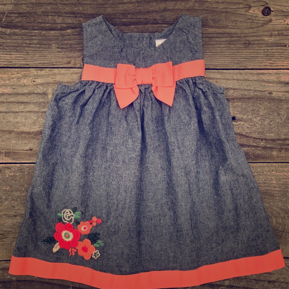 GYMBOREE denim dress with embroidered flowers